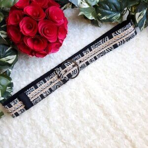 Vintage Bohemian Belt Western Coastal Cowgirl Black Festival Woven Kantha
